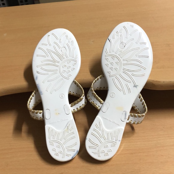Jack Rogers white jelly flip-flop gold whip stitch 9 - Picture 9 of 15